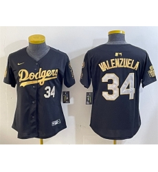 Women Los Angeles Dodgers 34 Toro Valenzuela Black Gold 2024 World Series With Fernando Memorial Patch Limited Stitched Baseball JerseyS Women Los Angeles Dodgers 34 Toro Valenzuela Black Gold 2024 World Series With Fernando Memorial Patch Limited Stitched Baseball JerseyS