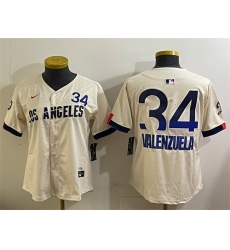 Women Los Angeles Dodgers 34 Toro Valenzuela Cream 2024 City Connect Limited Stitched Baseball Jersey Women Los Angeles Dodgers 34 Toro Valenzuela Cream 2024 City Connect Limited Stitched Baseball Jersey