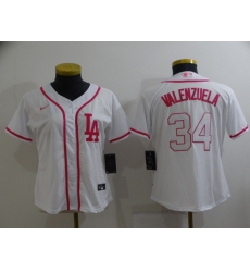 Women Los Angeles Dodgers 34 Toro Valenzuela Pink White Stitched Baseball Jersey Women Los Angeles Dodgers 34 Toro Valenzuela Pink White Stitched Baseball Jersey