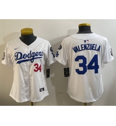 Women Los Angeles Dodgers 34 Toro Valenzuela White 2024 World Series With Fernando Memorial Patch Home Limited Stitched Baseball Jersey Women Los Angeles Dodgers 34 Toro Valenzuela White 2024 World Series With Fernando Memorial Patch Home Limited Stitched Baseball Jersey