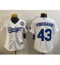 Women Los Angeles Dodgers 43 Noah Syndergaard White 2024 World Series Cool Base Stitched Baseball Jersey Women Los Angeles Dodgers 43 Noah Syndergaard White 2024 World Series Cool Base Stitched Baseball Jersey