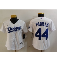 Women Los Angeles Dodgers 44 Vicente Padilla White Stitched Jersey Women Los Angeles Dodgers 44 Vicente Padilla White Stitched Jersey