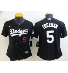 Women Los Angeles Dodgers 5 Freddie Freeman Black Cool Base Stitched Baseball Jersey Women Los Angeles Dodgers 5 Freddie Freeman Black Cool Base Stitched Baseball Jersey