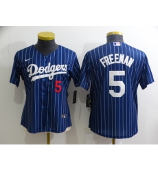 Women Los Angeles Dodgers 5 Freddie Freeman Blue Stitched Baseball Jersey Women Los Angeles Dodgers 5 Freddie Freeman Blue Stitched Baseball Jersey