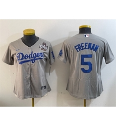 Women Los Angeles Dodgers 5 Freddie Freeman Grey 2024 World Series Cool Base Stitched Baseball Jersey Women Los Angeles Dodgers 5 Freddie Freeman Grey 2024 World Series Cool Base Stitched Baseball Jersey