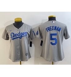 Women Los Angeles Dodgers 5 Freddie Freeman Grey Stitched Jersey Women Los Angeles Dodgers 5 Freddie Freeman Grey Stitched Jersey