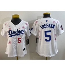 Women Los Angeles Dodgers 5 Freddie Freeman White 2025 Tokyo Series Limited Stitched Baseball Jersey