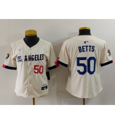 Women Los Angeles Dodgers 50 Mookie Betts Cream Stitched Jersey 5 Women Los Angeles Dodgers 50 Mookie Betts Cream Stitched Jersey 5