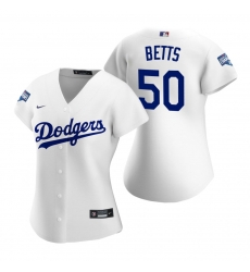 Women Los Angeles Dodgers 50 Mookie Betts White 2020 World Series Champions Replica Jersey Women Los Angeles Dodgers 50 Mookie Betts White 2020 World Series Champions Replica Jersey