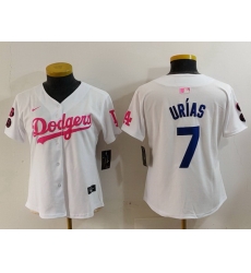 Women Los Angeles Dodgers 7 White Pink Vin 26 Kobe Patch Stitched Baseball Jersey Women Los Angeles Dodgers 7 White Pink Vin 26 Kobe Patch Stitched Baseball Jersey