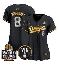 Women Los Angeles Dodgers 8 Enrique Hernandez Black Gold 2024 World Series With Vin 26 Kobe Patch Limited Stitched Baseball Jersey 28Run Small 29 Women Los Angeles Dodgers 8 Enrique Hernandez Black Gold 2024 World Series With Vin 26 Kobe Patch Limited Stitched Baseball Jersey 28Run Small 29