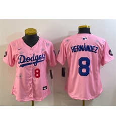 Women Los Angeles Dodgers 8 Enrique Hernandez Pink 2025 Tokyo Series Limited Stitched Baseball Jersey Women Los Angeles Dodgers 8 Enrique Hernandez Pink 2025 Tokyo Series Limited Stitched Baseball Jersey