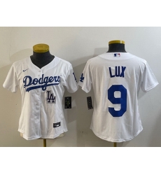 Women Los Angeles Dodgers 9 lux White Cool Base Stitched Baseball Jersey 6 Women Los Angeles Dodgers 9 lux White Cool Base Stitched Baseball Jersey 6