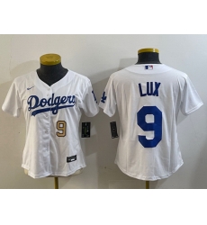 Women Los Angeles Dodgers 9 lux White Cool Base Stitched Baseball Jersey2 Women Los Angeles Dodgers 9 lux White Cool Base Stitched Baseball Jersey2