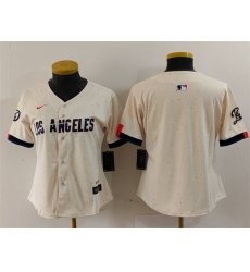 Women Los Angeles Dodgers Blank Cream 2024 City Connect Limited Stitched Jersey Women Los Angeles Dodgers Blank Cream 2024 City Connect Limited Stitched Jersey
