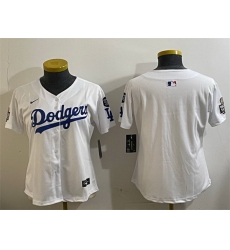 Women Los Angeles Dodgers Blank White 2024 World Series With Fernando Memorial Patch Home Limited Stitched Baseball Jersey Women Los Angeles Dodgers Blank White 2024 World Series With Fernando Memorial Patch Home Limited Stitched Baseball Jersey