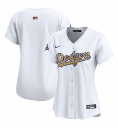 Women Los Angeles Dodgers Blank White 2025 Gold Collection Limited Stitched Baseball Jersey