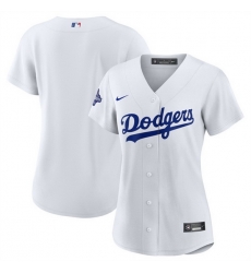 Women Los Angeles Dodgers Blank White 2025 World Series Champions Home Cool Base Stitched Baseball Jersey  2