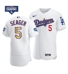 Women Los Angeles Dodgers Corey Seager 5 Gold Program Designed Edition White Flex Base Stitched Jersey Women Los Angeles Dodgers Corey Seager 5 Gold Program Designed Edition White Flex Base Stitched Jersey