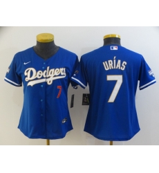 Women Los Angeles Dodgers Julio Urias 7 Championship Gold Trim Blue Limited All Stitched Flex Base Jersey Women Los Angeles Dodgers Julio Urias 7 Championship Gold Trim Blue Limited All Stitched Flex Base Jersey