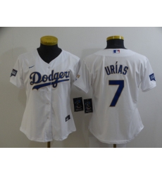 Women Los Angeles Dodgers Julio Urias 7 Championship Gold Trim White Limited All Stitched Cool Base Jersey Women Los Angeles Dodgers Julio Urias 7 Championship Gold Trim White Limited All Stitched Cool Base Jersey
