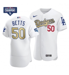 Women Los Angeles Dodgers Mookie Betts 50 Gold Program White Flex Base Stitched Jersey Women Los Angeles Dodgers Mookie Betts 50 Gold Program White Flex Base Stitched Jersey