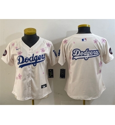 Women Los Angeles Dodgers Team Big Logo Cream 2025 Tokyo Series Limited Stitched Baseball Jersey Women Los Angeles Dodgers Team Big Logo Cream 2025 Tokyo Series Limited Stitched Baseball Jersey