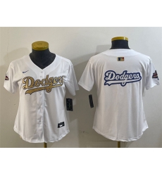 Women Los Angeles Dodgers Team Big Logo White 2025 Gold Collection Limited Stitched Baseball Jersey 002