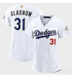 Women Los Angeles Dodgers Tyler Glasnow Nike White 2026 Gold Collection Stadium Jersey Women Los Angeles Dodgers Tyler Glasnow Nike White 2026 Gold Collection Stadium Jersey