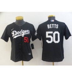 Women's Los Angeles Dodgers #50 Mookie Betts Black Stitched MLB Jersey Women's Los Angeles Dodgers #50 Mookie Betts Black Stitched MLB Jersey