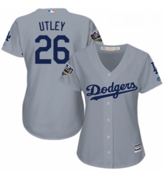 Womens Majestic Los Angeles Dodgers 26 Chase Utley Authentic Grey Road Cool Base 2018 World Series MLB Jersey Womens Majestic Los Angeles Dodgers 26 Chase Utley Authentic Grey Road Cool Base 2018 World Series MLB Jersey