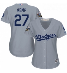 Womens Majestic Los Angeles Dodgers 27 Matt Kemp Authentic Grey Road Cool Base 2018 World Series MLB Jersey Womens Majestic Los Angeles Dodgers 27 Matt Kemp Authentic Grey Road Cool Base 2018 World Series MLB Jersey