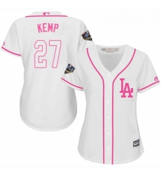 Womens Majestic Los Angeles Dodgers 27 Matt Kemp Authentic White Fashion Cool Base 2018 World Series MLB Jersey Womens Majestic Los Angeles Dodgers 27 Matt Kemp Authentic White Fashion Cool Base 2018 World Series MLB Jersey