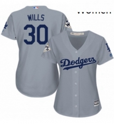 Womens Majestic Los Angeles Dodgers 30 Maury Wills Replica Grey Road 2017 World Series Bound Cool Base MLB Jersey Womens Majestic Los Angeles Dodgers 30 Maury Wills Replica Grey Road 2017 World Series Bound Cool Base MLB Jersey
