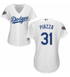 Womens Majestic Los Angeles Dodgers 31 Mike Piazza Authentic White Home Cool Base 2018 World Series MLB Jersey Womens Majestic Los Angeles Dodgers 31 Mike Piazza Authentic White Home Cool Base 2018 World Series MLB Jersey