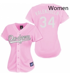 Womens Majestic Los Angeles Dodgers 34 Fernando Valenzuela Authentic Pink Fashion MLB Jersey Womens Majestic Los Angeles Dodgers 34 Fernando Valenzuela Authentic Pink Fashion MLB Jersey