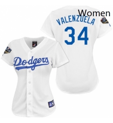 Womens Majestic Los Angeles Dodgers 34 Fernando Valenzuela Authentic White 2018 World Series MLB Jersey Womens Majestic Los Angeles Dodgers 34 Fernando Valenzuela Authentic White 2018 World Series MLB Jersey