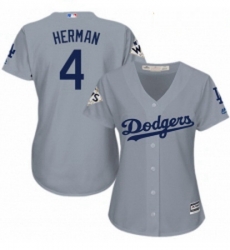 Womens Majestic Los Angeles Dodgers 4 Babe Herman Replica Grey Road 2017 World Series Bound Cool Base MLB Jersey Womens Majestic Los Angeles Dodgers 4 Babe Herman Replica Grey Road 2017 World Series Bound Cool Base MLB Jersey