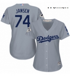 Womens Majestic Los Angeles Dodgers 74 Kenley Jansen Replica Grey Road 2017 World Series Bound Cool Base MLB Jersey Womens Majestic Los Angeles Dodgers 74 Kenley Jansen Replica Grey Road 2017 World Series Bound Cool Base MLB Jersey