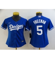 Women's Nike Los Angeles Dodgers #5 Freddie Freeman Blue Jersey Women's Nike Los Angeles Dodgers #5 Freddie Freeman Blue Jersey