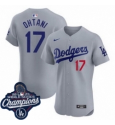 Toddler Los Angeles Dodgers Ohtani 17 Cool Base 2025 World Champions Stitched Baseball Jersey Gray