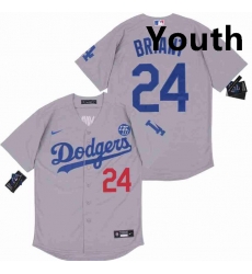 Youth Dodgers 24 Kobe Bryant Grey Cool Base Stitched MLB Jersey Youth Dodgers 24 Kobe Bryant Grey Cool Base Stitched MLB Jersey
