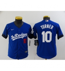 Youth Los Angeles Dodgers #10 Justin Turner Blue City Player Jersey Youth Los Angeles Dodgers #10 Justin Turner Blue City Player Jersey