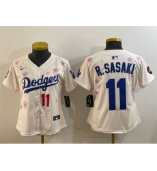 Youth Los Angeles Dodgers 11 Roki Sasaki Cream 2025 Tokyo Series Limited Stitched Baseball Jersey
