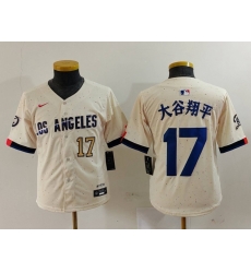 Youth Los Angeles Dodgers 17 Shohei Ohtani Cream Stitched Baseball Jersey 5 Youth Los Angeles Dodgers 17 Shohei Ohtani Cream Stitched Baseball Jersey 5