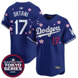 Youth Los Angeles Dodgers 17 Shohei Ohtani Royal 2025 Tokyo Series Limited Stitched Baseball Jersey