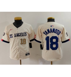 Youth Los Angeles Dodgers 18 Yoshinobu Yamamoto Cream Stitched Baseball Jersey 5 Youth Los Angeles Dodgers 18 Yoshinobu Yamamoto Cream Stitched Baseball Jersey 5