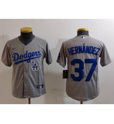 Youth Los Angeles Dodgers 37 Teoscar Hernandez Grey Stitched Baseball Jersey 5 Youth Los Angeles Dodgers 37 Teoscar Hernandez Grey Stitched Baseball Jersey 5