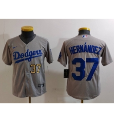 Youth Los Angeles Dodgers 37 Teoscar Hernandez Grey Stitched Baseball Jersey 9 Youth Los Angeles Dodgers 37 Teoscar Hernandez Grey Stitched Baseball Jersey 9