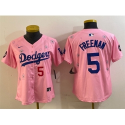 Youth Los Angeles Dodgers 5 Freddie Freeman Pink 2025 Tokyo Series Limited Stitched Baseball Jersey
